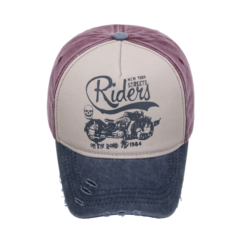Berretto da Baseball Vintage in Cotone Lavato Colorblock per Uomo Donna Riders Moto Stampa Cappello da Sole Regolabile