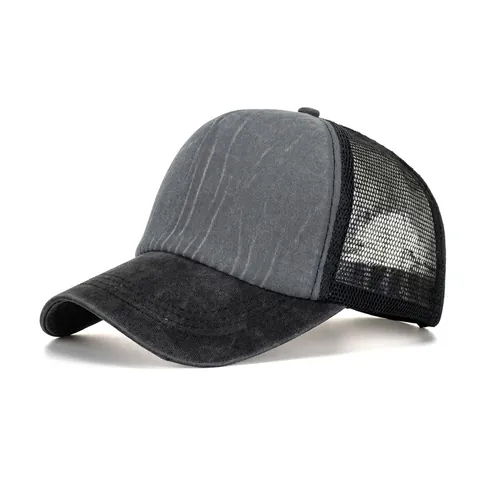 Vintage Πλυμένο Καπέλο Trucker με Αντίθεση Χρωμάτων Αναπνεύσιμο Πλέγμα Προστασία από τον Ήλιο Καπέλο Μπέιζμπολ Snapback για Άνδρες Γυναίκες