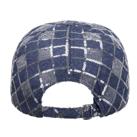 Berretto da Baseball in Stile Denim con Paillettes Scintillanti e Motivo a Rombi Cappello da Sole Regolabile per Donna Uomo Moda Street