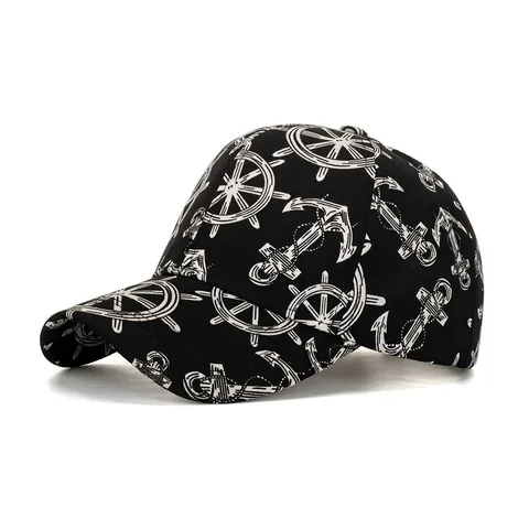 Berretto da Baseball Con Stampa Nautica Ancora Timone Regolabile in Poliestere Protezione Solare Cappello Outdoor Uomo Donna