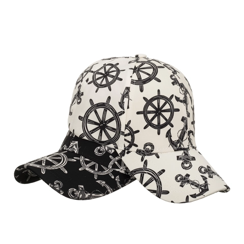 Berretto da Baseball Con Stampa Nautica Ancora Timone Regolabile in Poliestere Protezione Solare Cappello Outdoor Uomo Donna