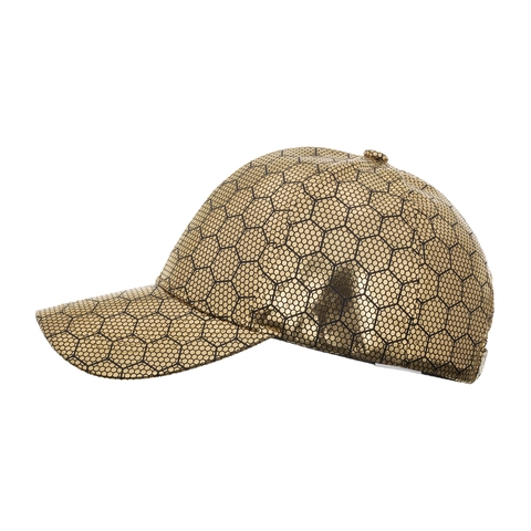 Berretto da Baseball in Pelle PU Metallica Motivo a Nido d Ape Esagonale Cappello da Sole Regolabile per Esterno Tempo Libero Moda