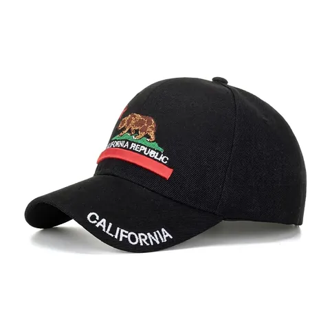 Berretto da Baseball Ricamato California Republic Bear Protezione Solare Casuale Cappello Trucker Regolabile in Acrilico Unisex
