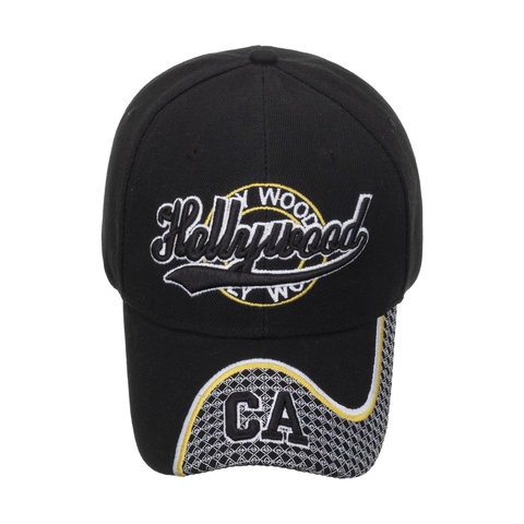 Berretto da Baseball con Ricamo Lettere Hollywood CA Protezione Solare Traspirante Regolabile Moda Streetwear Cappello per Uomo Donna