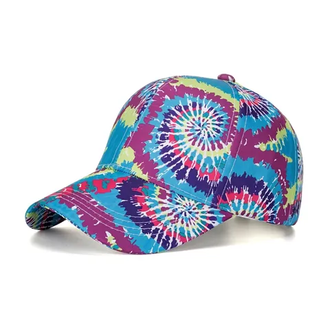 Trendy Multicolor Tie Dye Baseball Cap Spiral Graffiti Pattern Adjustable Sun Protection Hat For Men Women Outdoor Daily