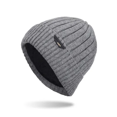 Men Winter Warm Acrylic Knit Beanie Hat Fleece Lined Thick Ribbed Cuffed Skull Cap Outdoor Thermal Watch Hat Korean Style