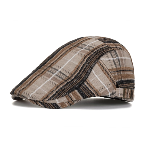 Berretto Piatto a Quadri Vintage Britannico per Uomo Donna Cotone Regolabile Coppola Classica Retro Cappello da Pittore Accessorio Invernale Caldo