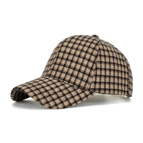Vintage Plaid Baseballkappe Britischer Stil Polyester Verstellbarer Sonnenhut Für Herren Damen Casual Outdoor Mode Kopfbedeckung