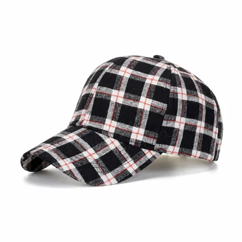 Polyester Klassieke Honkbalpet Met Ruit Verstelbaar Britse Stijl Bedrukt Zonbescherming Gebogen Rand Trucker Pet Heren Dames