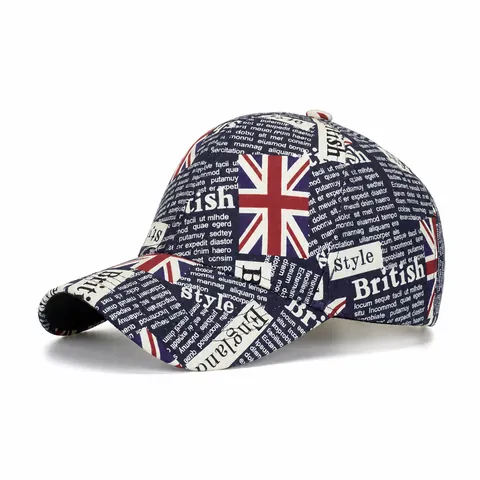 Britse Stijl Union Jack Krantenprint Honkbalpet Voor Heren Dames Retro Verstelbaar Polyester Outdoor Zonnehoed Snapback