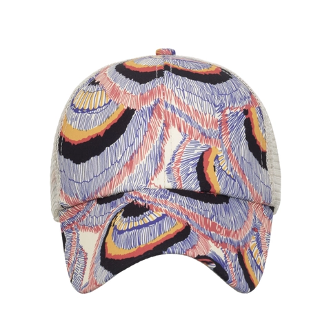 Berretto da Baseball da Donna con Apertura Incrociata per Coda di Cavallo Stampa Multicolore Cappello Parasole in Rete di Cotone