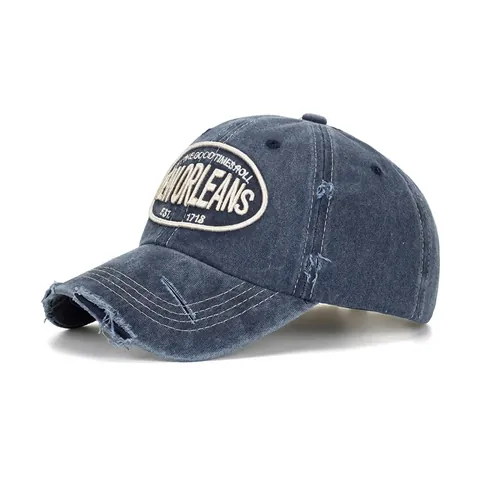 Vintage Βαμβακερό Καπέλο Μπέιζμπολ Distressed Για Άνδρες Γυναίκες Ρυθμιζόμενο Ρετρό New Orleans Patch Καπέλο Ηλίου Εξωτερικού