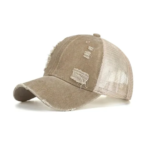 Casquette de Baseball en Maille de Coton Délavé Vintage Distressed Trucker Hat Pour Hommes Femmes Respirant Extérieur