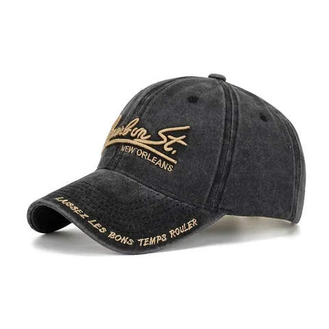 Berretto da Baseball in Cotone Lavato Retro New Orleans Pattern Cappello da Sole Regolabile Distressed Dad Hat per Uomo Donna