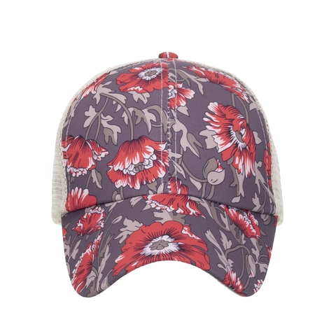 Berretto da Baseball con Coda di Cavallo da Donna Criss Cross Messy Bun Cappello Trucker Stampa Floreale Rete Posteriore Regolabile