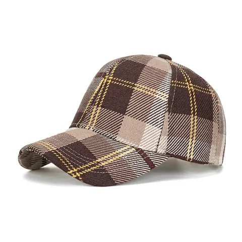 British Style Plaid Baseball Cap For Men Women Fashion Outdoor Sun Protection Checkered Adjustable Duck Tongue Hat