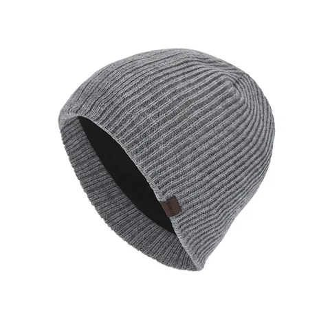Gorro de Punto Cálido de Invierno para Hombre con Forro Polar Grueso Acanalado Skull Cap Outdoor Térmico Color Sólido