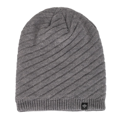 Men Winter Knitted Beanie Hat Fleece Lined Thick Warm Twill Slouchy Skull Cap Outdoor 100% Acrylic Soft Thermal Knit Hat