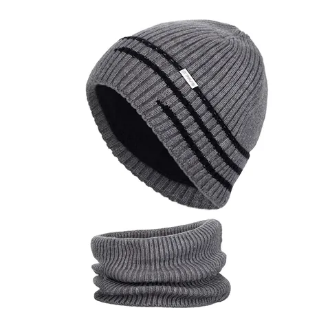 Invernale Berretto In Maglia E Scaldacollo Foderato In Pile Spesso Termico Antivento A Costine Righe Berretto All Aperto Per Uomo Donna