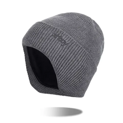 Winter Warm Knitted Earflap Beanie For Men Fleece Lined Thick Acrylic Polyester Blend Ribbed Outdoor Ear Protection Knit Hat