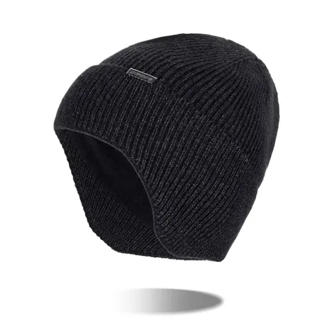 Winter Warm Knit Beanie Hat For Men Women Outdoor Windproof Earflap Hat With Plush Lining And Metal Decor