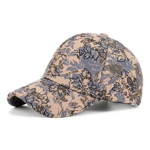 Ethnic Style Jacquard Floral Baseball Cap For Women Men Polyester Outdoor Sun Protection Adjustable Curved Brim Summer Sun Hat