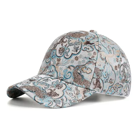Cappellino da Baseball Jacquard Etnico Vintage Motivo Totem Cappello Parasole in Poliestere Fibbia in Metallo Regolabile