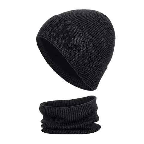 Winter Warm Knitted Hat And Scarf For Men Women Fleece Lined Thickened Jacquard Beanie Hat And Neck Warmer Outdoor Accessory