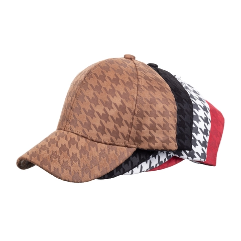 Classic Houndstooth Pattern Baseball Cap Polyester Jacquard Fashion Adjustable Sun Protection Hat Women Men Retro Style