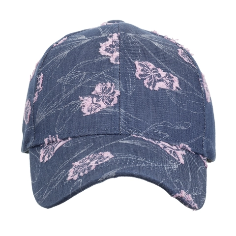 Women Denim Style Floral Print Baseball Cap Ethnic Sun Protection Adjustable Outdoor Casual Peaked Hat
