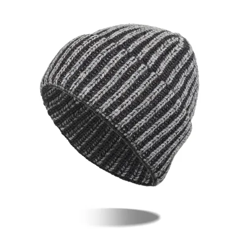 Bonnet Beanie en Tricot à Côtes Chaud d'Hiver Unisexe Mélange Acrylique Polyester Nylon Motif Jacquard pour Extérieur