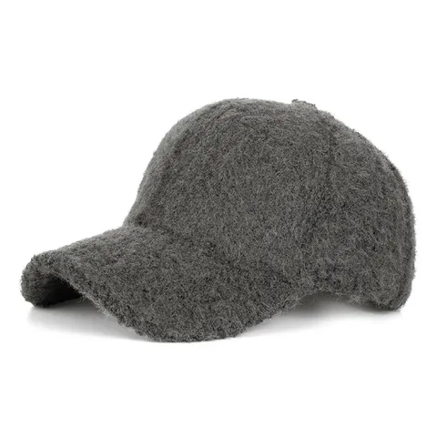 Gorra de Béisbol de Peluche de Invierno de Moda Coreana para Mujer Cálido Suave Poliéster Piel Sintética Color Sólido Minimalista Ajustable al Aire Libre