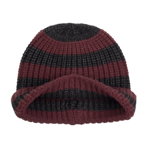 Unisex Striped Knit Beanie Hat Acrylic Polyester Blend Warm Winter Skull Cap Casual Ribbed Cuffed Headwear For Men Women