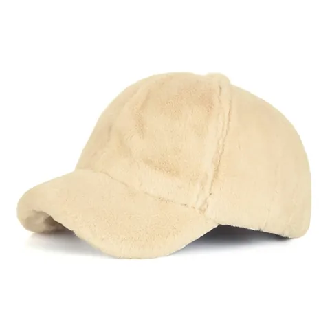 Gorra de Béisbol de Peluche de Piel de Conejo Sintética de Invierno para Mujer Sombrero de Sol Ajustable de Color Sólido Cálido