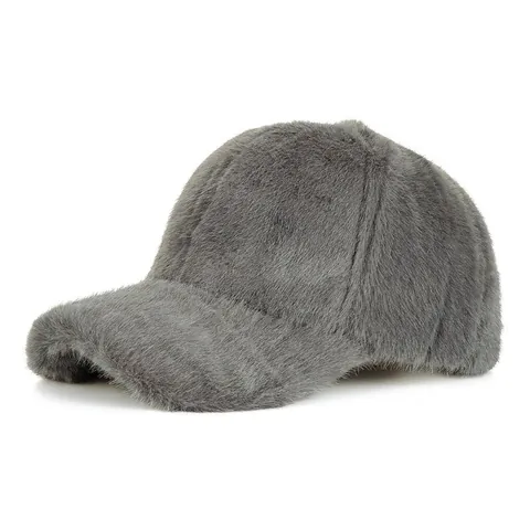 Women Faux Fur Baseball Cap Thickened Warm Plush Winter Hat Windproof Soft Faux Mink Fur Adjustable Ponytail Sports Cap
