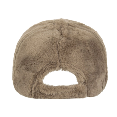 Berretto da Baseball in Peluche di Pelliccia di Coniglio Sintetica Invernale da Donna Con Lettera R in Metallo Khaki Beige Nero Bianco