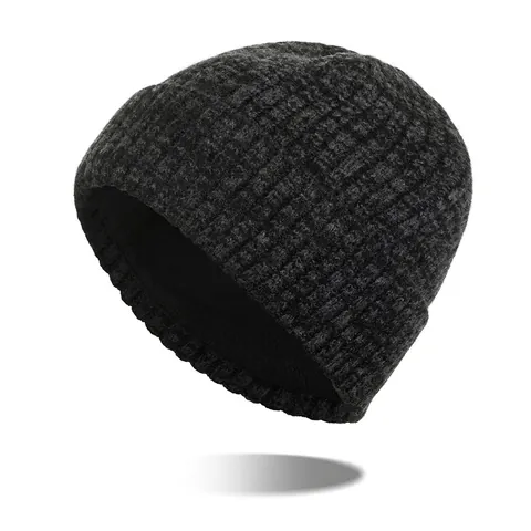 Herren Wollstrickmütze Winter Warm Fleecegefüttert Gestreift Gerippt Umschlag Beanie Für Outdoor Alltag Freizeit Accessoire
