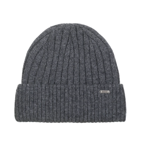 Men Winter Thickened Wool Beanie Hat Warm Fleece Lining Ribbed Knit Skull Cap With Metal Plate Outdoor Casual Headwear