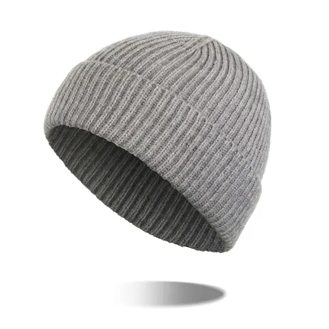 Unisex Knitted Beanie Hat Warm Winter Skull Cap Solid Color Acrylic Blend Ribbed Knit Hip Hop Retro Cuff Daily Headwear