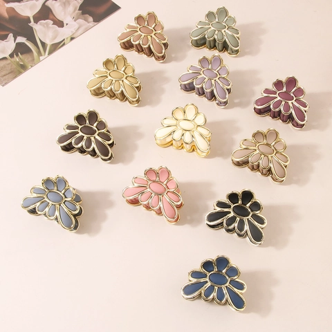 Elegante Clip per Capelli a Fiore per Donna PS Lega Floreale Shark Clip Forcina Bordo Oro Opaco Accessori per Capelli Moda