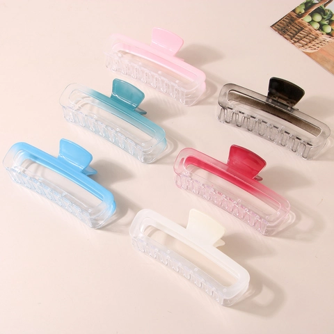 Molla per Capelli Rettangolare Geometrica Sfumata Stile Coreano Grande Clip a Squalo in Plastica Opaca Accessorio per Capelli Donna