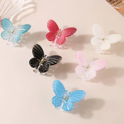 Koreanischer Stil Verlauf Schmetterling Haarkralle Elegant Transparent PS Kunststoff Lackiert Haarschmuck Für Damen Täglich Party Haarklammer