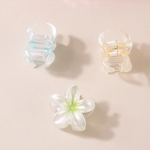 Molla per Capelli in Plastica a Forma di Fiore di Plumeria Piccola Pinza Perlata Sfumata Accessori per Capelli Dolci Donna Ragazze