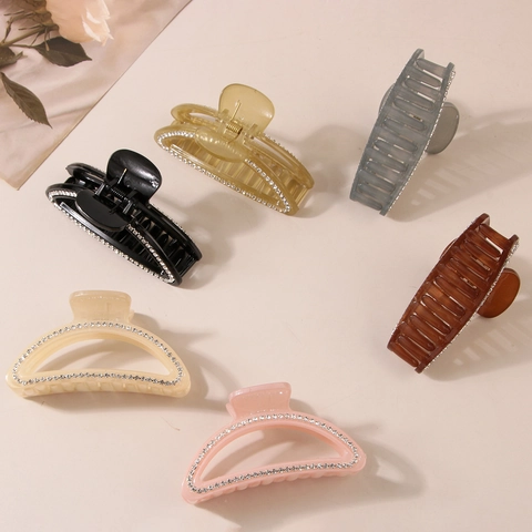 Elegante Molletta per Capelli in Plastica con Strass Stile Coreano Mezzaluna Rettangolo Nastro Geometrico Clip per Donna Accessori per Acconciature