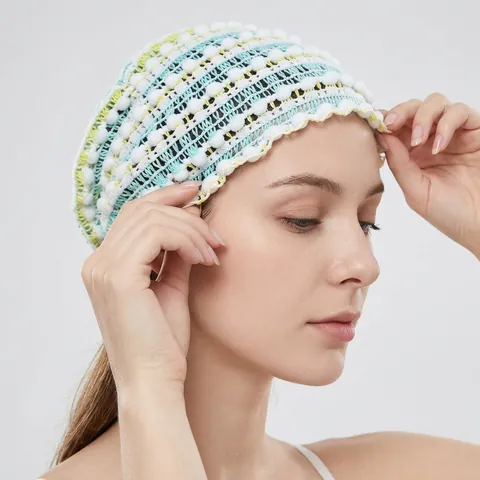 Fascia per Lavare il Viso Elastica Morbida Fascia per Capelli in Maglia con Pompon per Donna Cura della Pelle Trucco Doccia