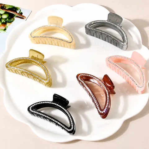 Elegante Molletta per Capelli in Plastica con Strass Stile Coreano Mezzaluna Rettangolo Nastro Geometrico Clip per Donna Accessori per Acconciature