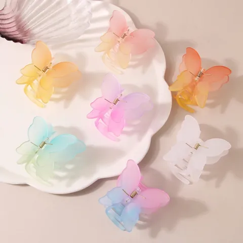 Molletta Per Capelli A Farfalla Sfumata Opaca In Resina Antiscivolo Fermaglio Per Capelli Dolce Stile Coreano Per Donna Styling Quotidiano