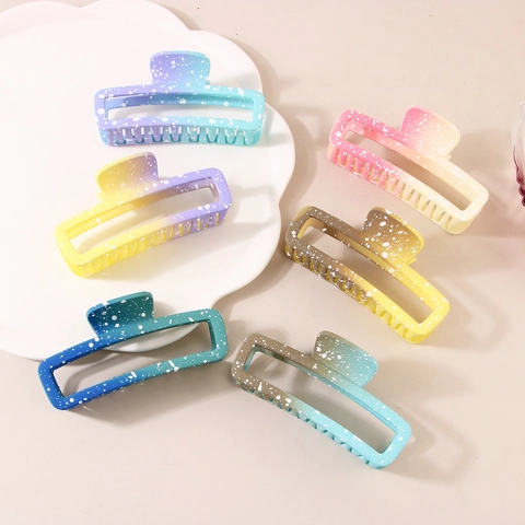 Gradient Color Geometric Hollow Hair Claw Clip Large Frosted Plastic Resin Shark Clip For Thick Hair Women Hair Accessories