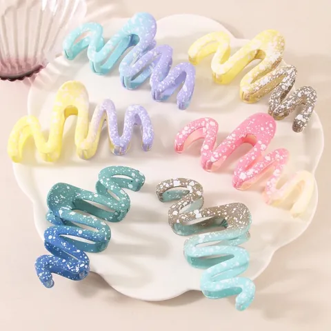 Matte Farbverlauf Welle Geometrische Große Haarklammern Für Damen Dickes Haar Tuschspritzer Muster Rutschfeste Shark Clips Haarschmuck