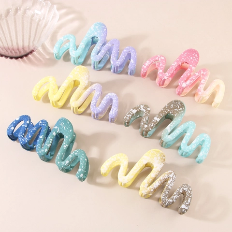 Matte Farbverlauf Welle Geometrische Große Haarklammern Für Damen Dickes Haar Tuschspritzer Muster Rutschfeste Shark Clips Haarschmuck